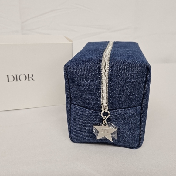 Dior Denim Mini Clutch Travel Bag in Blue Denim and Silver NWT - Picture 4 of 11